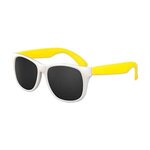 White Frame Classic Sunglasses - White-neon Yellow