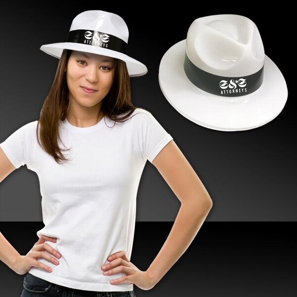 Main Product Image for Custom Printed White Plastic Fedora Hat