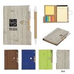 Buy Woodgrain Look Notebook With Sticky Notes And Flags