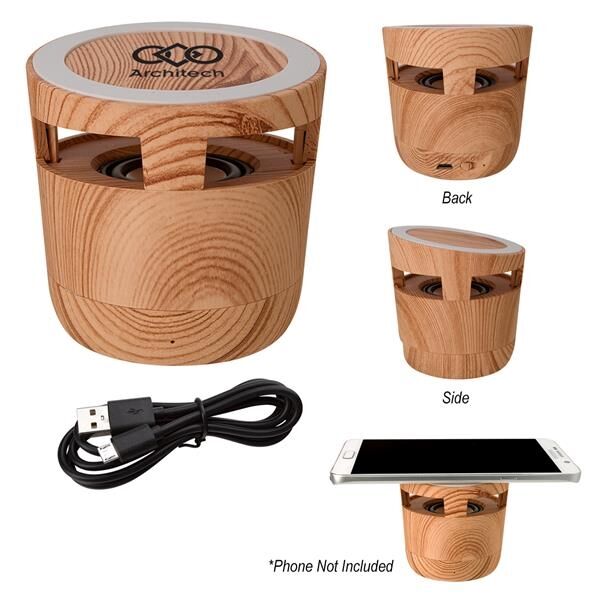 Main Product Image for Woodgrain Wireless Charging Pad And Speaker