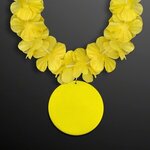 Yellow Flower Lei Necklace with Medallion (Non-Light Up) - Yellow