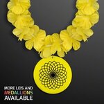 Yellow Flower Lei Necklace with Medallion (Non-Light Up) -  