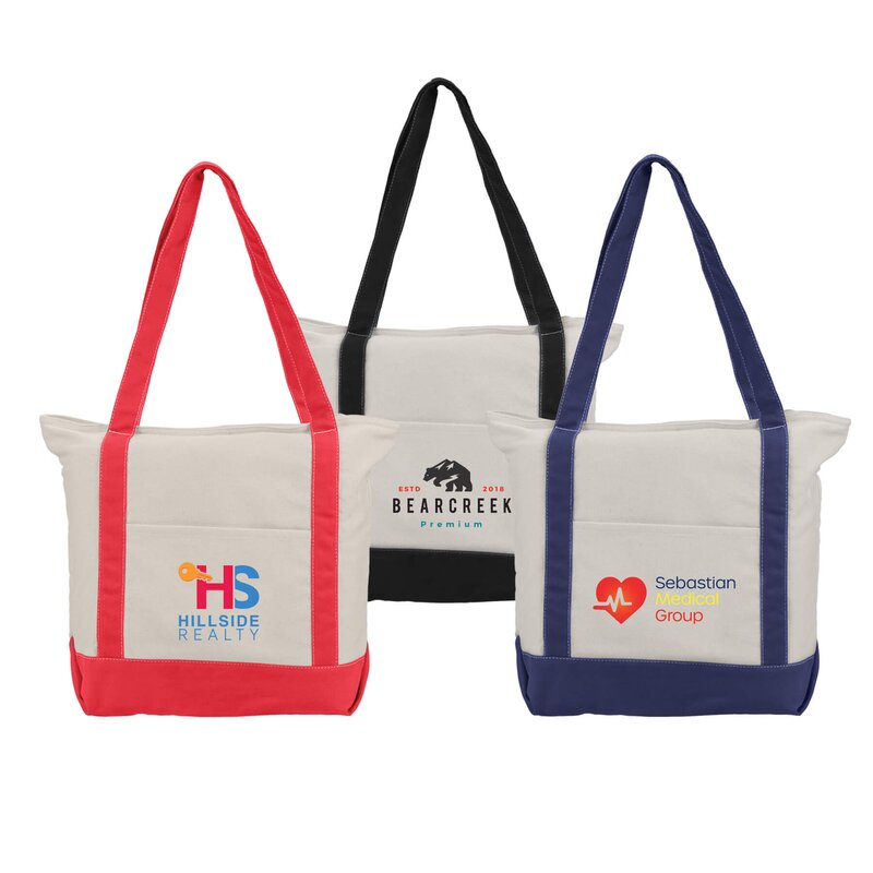 Main Product Image for Custom Full Color Zephyr Cotton Canvas Boat Tote Bag