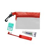 Zip Tote Travel Kit - White-red