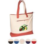 Zippered Cotton Boat Tote - Red