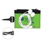 ZipTune ID Mobile Tech Earbud Kit in Travel Wallet - Lime-black